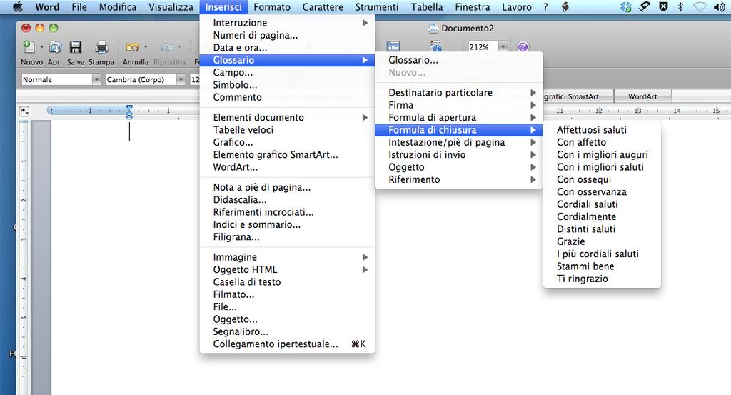 Personalizzazione del dialogo Microsoft Word 2008 per Mac