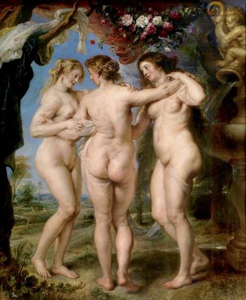 LE TRE GRAZIE (1630-1635) Olio su tela Madrid Museo del Prado 221x181 cm Aglaia, Eufrosine & Talia Immagine iconografica Corpi opulenti,