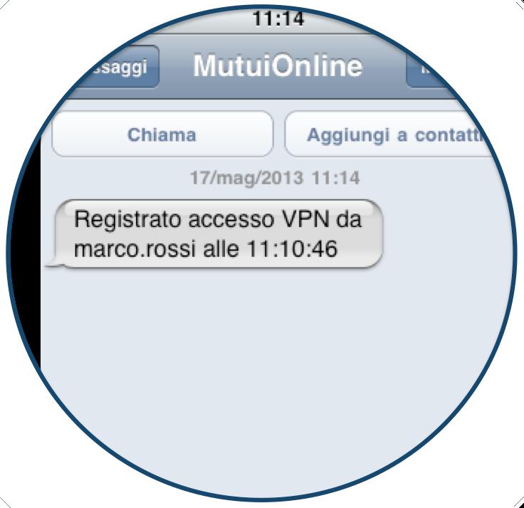 ALLERTA PROATTIVA: notifica utenti in tempo reale Notifica via SMS gli addetti in caso di allarmi, intrusioni,