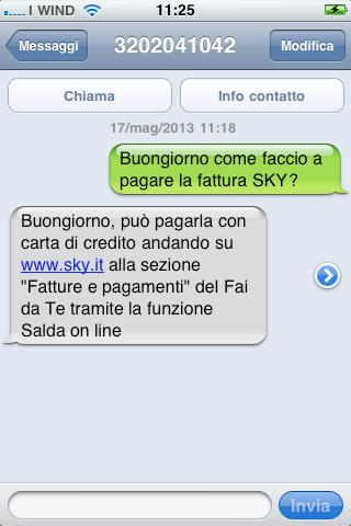 ricezione di SMS i clienti possono inviare