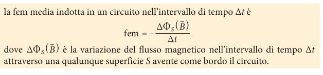 Legge di Faraday-Neumann-Lenz Inoltre ricordiamo dire che la fem indotta è il lavoro per unità di carica compiuto dal campo elettrico