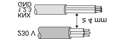 Figura 4 Distanza minima tra tensione di rete e linee bus/controllo esterno: 4 mm (figura 4). o Collegare il carico (figura 5). Utilizzare i morsetti di collegamento.