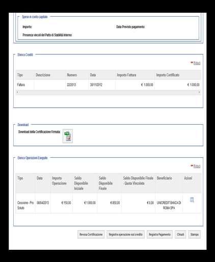 Identificata la certificazione su cui operare con l operazione di registrazione, cliccando sul pulsante di dettaglio (Figura 26), il sistema presenta la maschera di riepilogo dei dati della