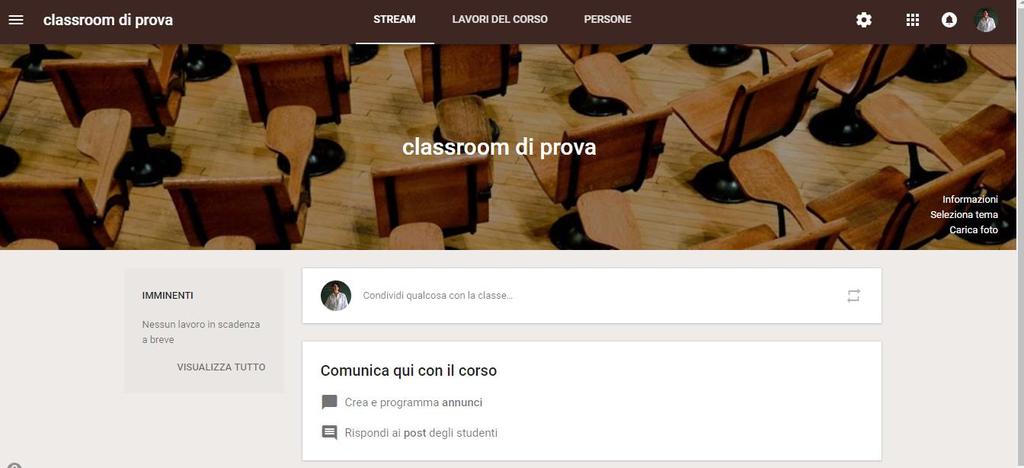 in alto a destra avrai modo di creare una nuova Classroom.