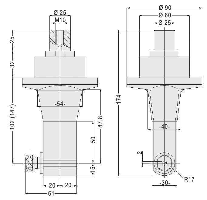 TESTE ANGOLARI A 0 E REGOLABILI DA 0 A 0 RIGHT AND 0 TO 0 ADJUSTABLE ANGLE HEADS τ = 1:1 RPM max = 6000 Nm max = 5 Peso Weight = kg 3,7 contrario opposite PER MACCHINE A FLANGIATURA MANUALE FOR