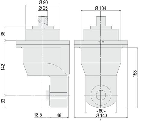 TESTE ANGOLARI A 0 E REGOLABILI DA 0 A 0 RIGHT AND 0 TO 0 ADJUSTABLE ANGLE HEADS τ = 1:1 RPM max = 2500 Nm max = 40 Peso Weight = kg 12 contrario opposite PER MACCHINE A FLANGIATURA MANUALE FOR