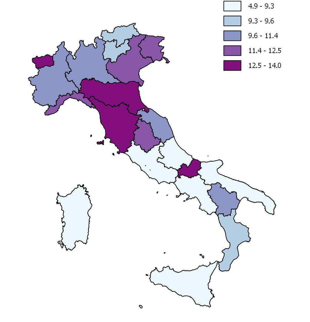 Consumo di alcol a rischio: il territorio Persone di 11 anni e più per almeno un comportamento a rischio nel consumo di bevande alcoliche, consumo abituale eccedentario e abitudine al