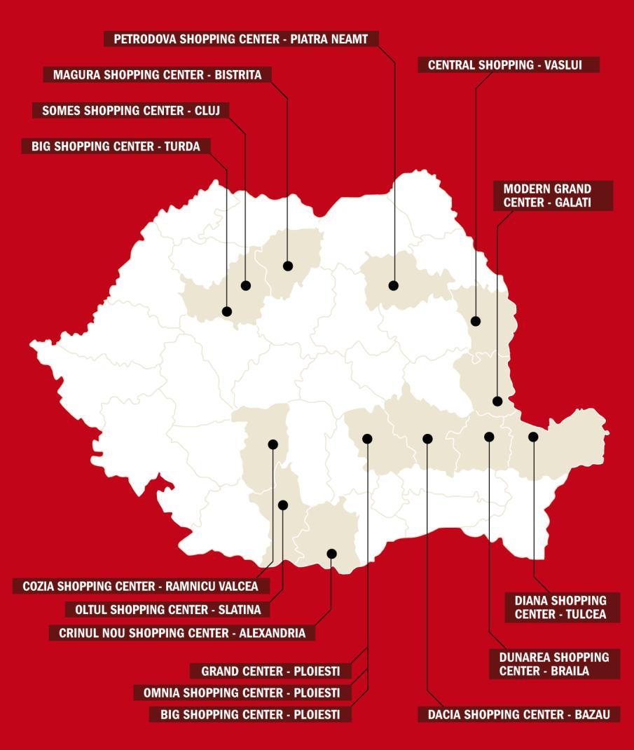 27 Portafoglio Romania 15 CENTRI COMMERCIALI + 1 PALAZZINA UFFICI IN 13 DIVERSE CITTA RUMENE DI MEDIE DIMENSIONI