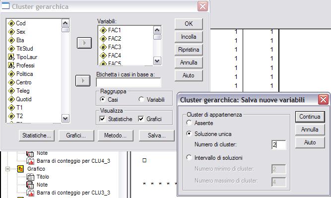 Interpretazione dei gruppi Una volta deciso quanti gruppi tenere, salviamo per ogni soggetto a quale gruppo