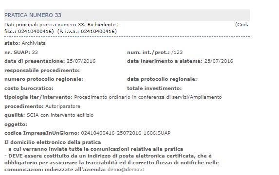 1. Modifica del comportamento della pratica in stato archiviata Qualora, per le pratiche in stato Archiviata, sia necessario trasmettere i documenti inerenti i seguenti casi specifici: Comunicazione