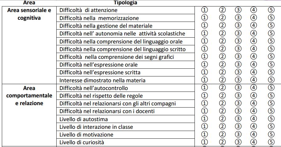 SCHEDA DI RILEVAZIONE B.E.S. Cosa c è scritto?