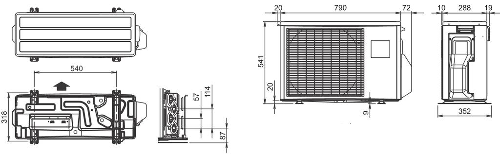 DIMENSIONI UNITÀ ESTERNE DUAL SPLIT Modelli: