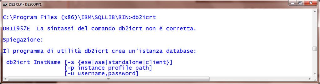 racchiuse tra doppi apici), prefissandoli con db2 invocare comandi