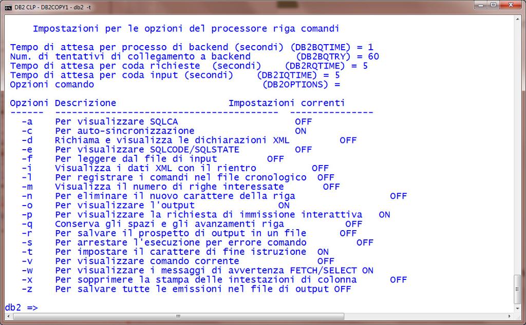 bat) IBM DB2 Sistemi Informativi T 11 CLP: Modo comando (2) Ma