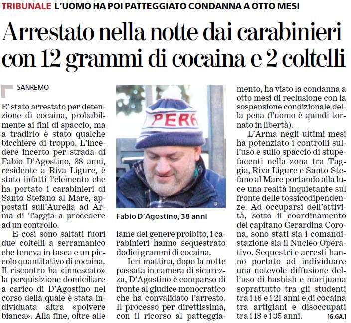 17/11/2011 Arrestato nella notte dai carabinieri con 12