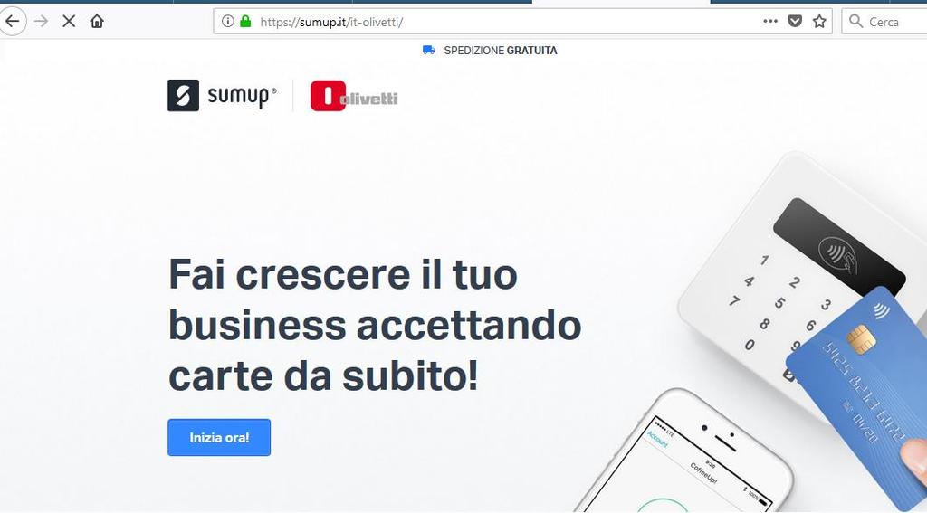 Come attivare SumUp Air con l Offerta Olivetti Sottoscrivere il servizio SumUp Prima di impostare e connettere il Mobile POS SumUp Air, è necessario sottoscrivere il servizio.