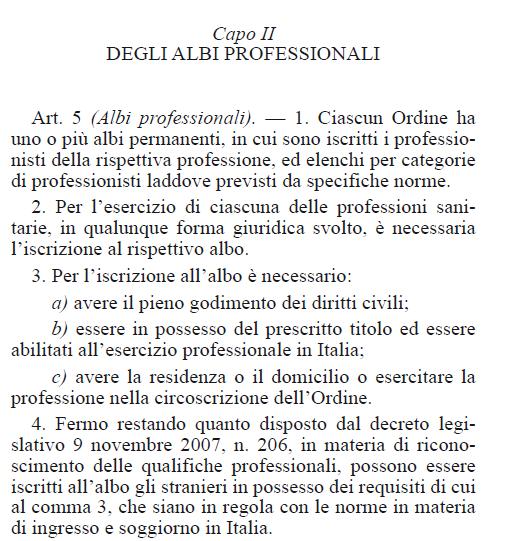 ISTITUZIONE DELL AREA DELLE PROFESSIONI SANITARIE sono compresi nell area professionale di cui al presente articolo i preesistenti profili profili professionali di operatore