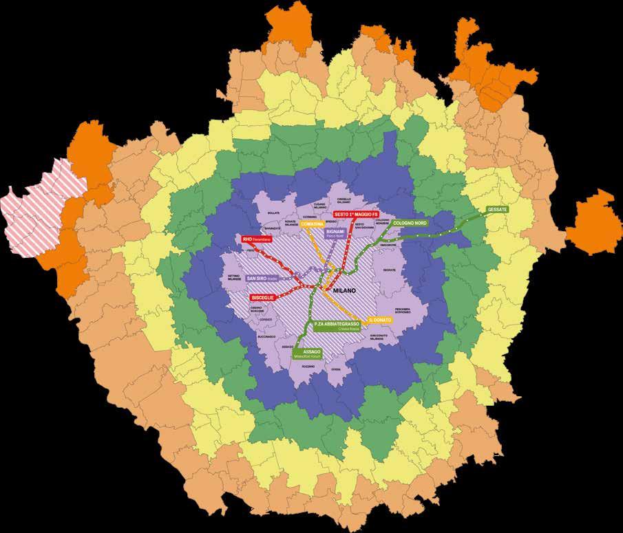 MAPPA DEL SISTEMA TARIFFARIO INTEGRATO DEL BACINO DI MOBILITÀ (STIBM) MILANO - MONZA BRIANZA Mi3 Mi1-Mi3 Mi3 Validità dei titoli di viaggio 3 zone Mi1-Mi3 in metropolitana I titoli di viaggio 3 zone