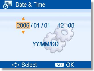 Impostazione della data e dell ora Accendere la fotocamera e impostarla sul menu Setup (Impostazione). Selezionare [ Date & Time] (Data & ora).