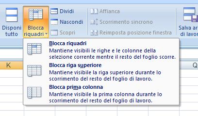 Per sbloccare usare Finestra -> Sblocca riquadri E una funzione che viene utilizzata spesso quando si hanno fogli di