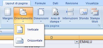 IMPOSTAZIONI PAGINA MODIFICARE ORIENTAMENTO DI UN FOGLIO Modifico l orientamento della pagina Imposto le proporzioni dell area di stampa, il formato e la