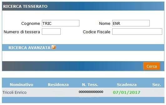 MODALITA DI EMISSIONE/RINNOVO TESSERE La funzione «Ricerca Tesserato» cercherà tutte le anagrafiche già presenti nella vostra società sportiva; basta scrivere anche solo parte nel Cognome e Nome,