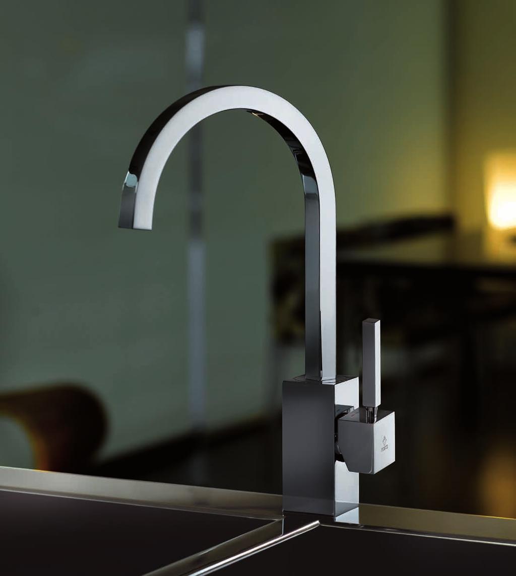 One-hole sink mixer high swivel spout with dish-washer connection DOM