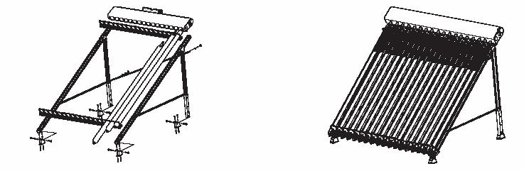 10 MONTAGGIO COLLETTORE A 45 SU TETTO PIANO O TERRAZZA 10.1 FORNITURA 1. Staffa articolata x 2 2. Prolunga posteriore perforata x 2 3. Barra di rinforzo posteriore x 1 4. Supporto staffa x 4 5.