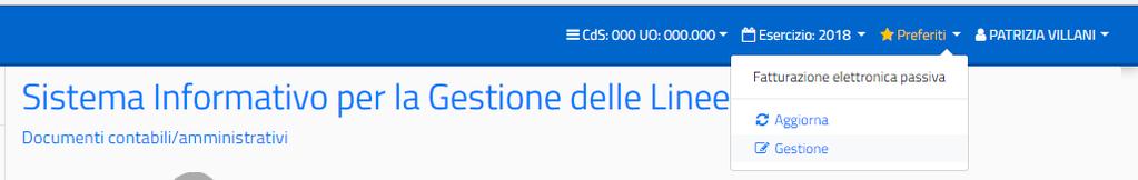 E possibile inoltre gestire i preferiti, accedendo alla lista, ed entrando nella relativa gestione: Gestione dei preferiti La