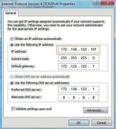 Se il tuo PC ha segmenti diversi, imposta l indirizzo IP del tuo PC sullo stesso segmento del dispositivo, ad esempio 172.136.123.
