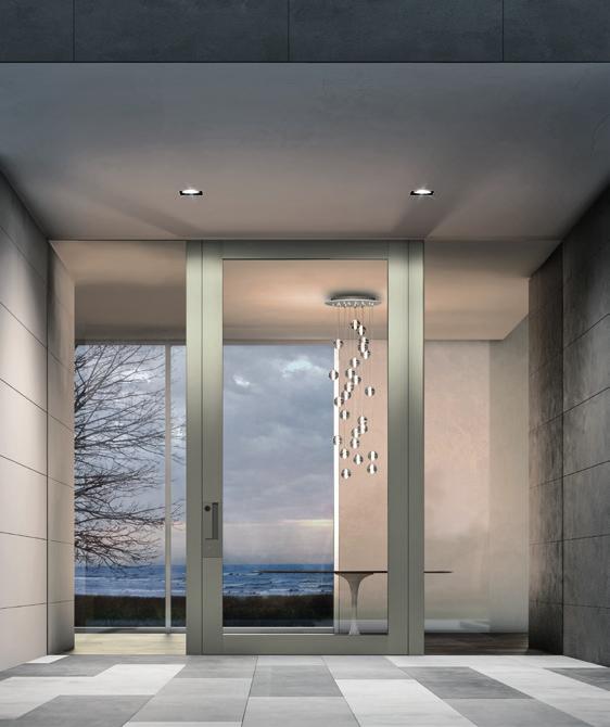 NOVA Nova. Il paesaggio dentro La porta blindata che permette di creare ingressi completamente vetrati di qualsiasi dimensione. Con telaio e anta a taglio termico dalla nascita. Nova. The landscape inside The security door which creates totally glazed entrances of all sizes.