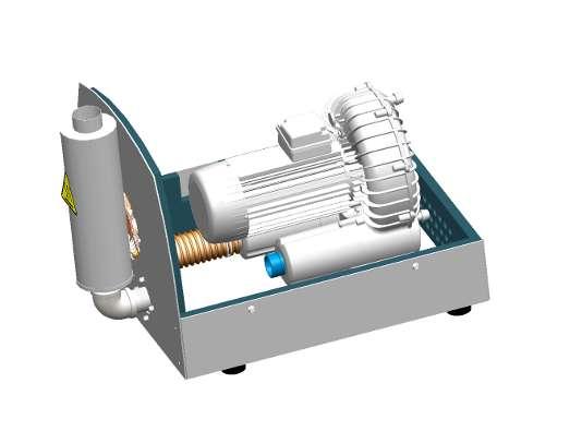 Installazione 5. Fissare il soffiante in basso con 4 viti esagonali in dotazione, lamiere U e dadi. Con il box silenziatore con copertura in plastica utilizzare le viti M10.