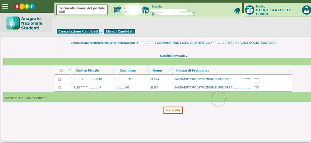 E possibile, in alternativa, trasmettere i dati di ammissione dei