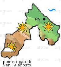 bollettino meteo per la provincia di Rimini weather forecast for the Rimini province costa coast Temp MAX 28 C 25 C Pioggia Rain 0mm 0-5mm Vento Wind 45km/h 56km/h costa coast Temp.
