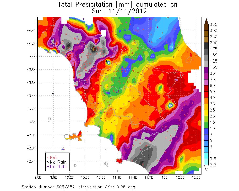 Domenica 11 Novembre: durante la notte ed in mattinata forti piogge e intensi temporali sulle province di Massa-Carrara, Lucca, Pisa, Livorno e sull Appennino settentrionale.