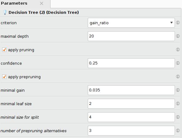 Applicare l algritm per la generazine del mdell di classificazine. In quest cas usiam l alber di decisine che è implementat dall peratre Decisin Tree.