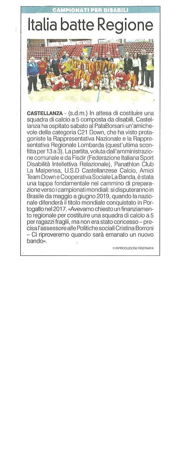 Campionati per disabili ITALIA BATTE REGIONE pubblicato il 19/02/2019 a pag.