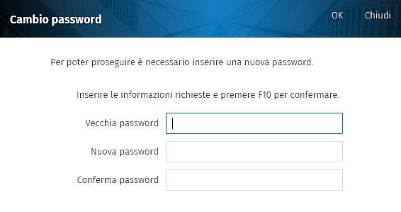ATTENZIONE: La nuova password deve essere sufficientemente complessa, quindi si raccomanda di inserire