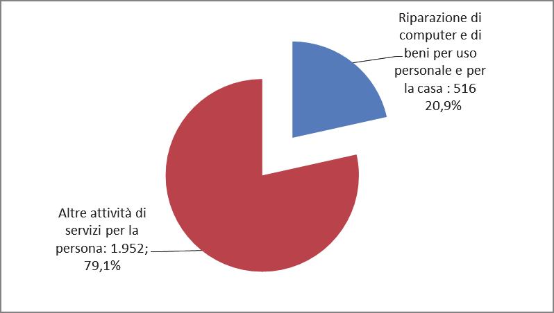 Grafico 2.13: Imprese artigiane attive nelle altre attività di servizi. Monza e Brianza. Anno 2016.