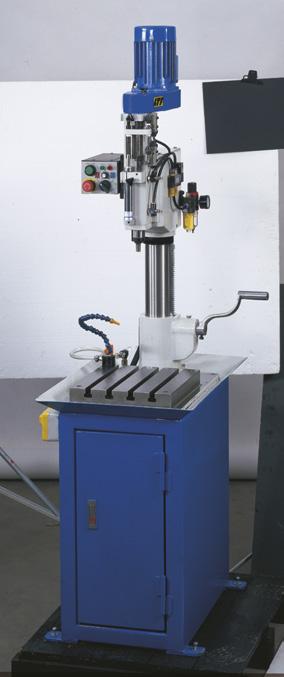 UNITÀ DI MASCHIATURA E FORATURA TAPPING AND DRILLING DEVICES Pneumatic drilling machine with pedal for serial production. Regulation of feed speed to the workpiece by pneumatic press.