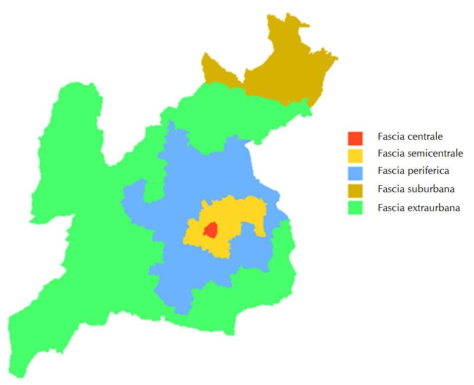 La formazione delle zone omogenee Schema di formazione delle zone Il territorio comunale può essere suddiviso dapprima in fasce, ciò anche al fine di avere un quadro uniforme del mercato immobiliare