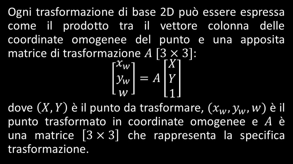 Forma matriciale delle