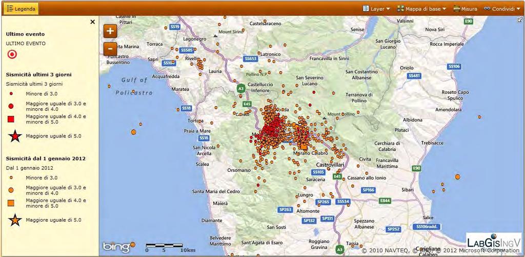 Sequenza sismica Area Pollino INGV: