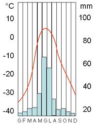 Clima della tundra La temperatura supera lo 0 C solo per pochi giorni estivi.