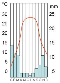 Clima desertico freddo Presenta una forte escursione termica annuale con estati torride ed inverni rigidi.