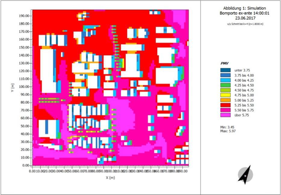 05 Simulazione Confort Outdoor Elaborazione di mappe del comfort termico del comparto industriale allo stato di fatto e simulazione degli effetti prodotti dalle azioni sugli spazi pubblici previste