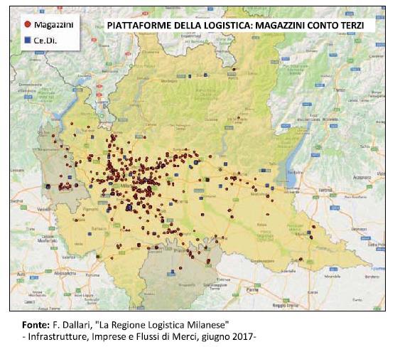 PIATTAFORME della LOGISTICA Nella Regione Logistica Milanese sono stati identificati: 860 magazzini conto terzi, di proprietà oppure gestiti da operatori logistici; Totale superficie coperta: 14,7