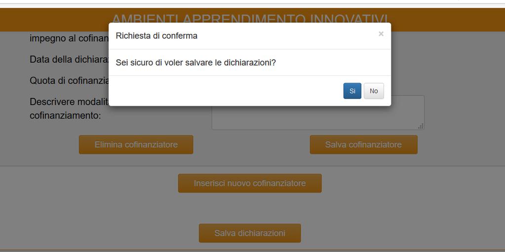 Al termine della sezione premere il pulsante Salva