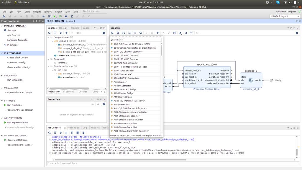 Vivado HLx IP Catalog Lista di tutte le IP disponibili, può