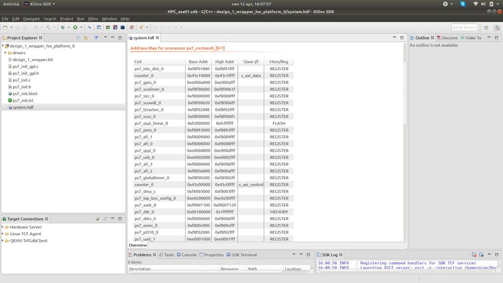 XSDK Overview - BSP Tabella degli indirizzi mappati in RAM, che possiamo